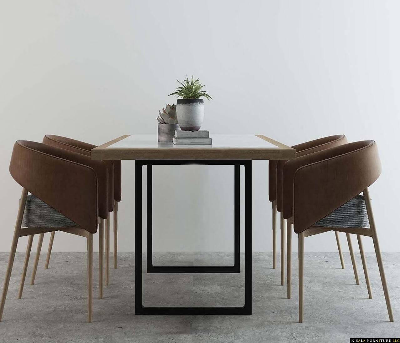 metal dining table legs offer a strong foundation, DKFON
